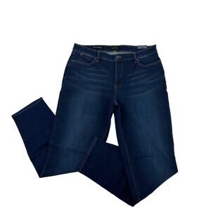 Talbots Slim Ankle Dark Wash Jeans Womens 14L Blue Denim Mid Rise Cotton Blend